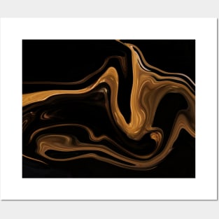 Soft Golden Flow - Digital Liquid Paint Swirls Posters and Art